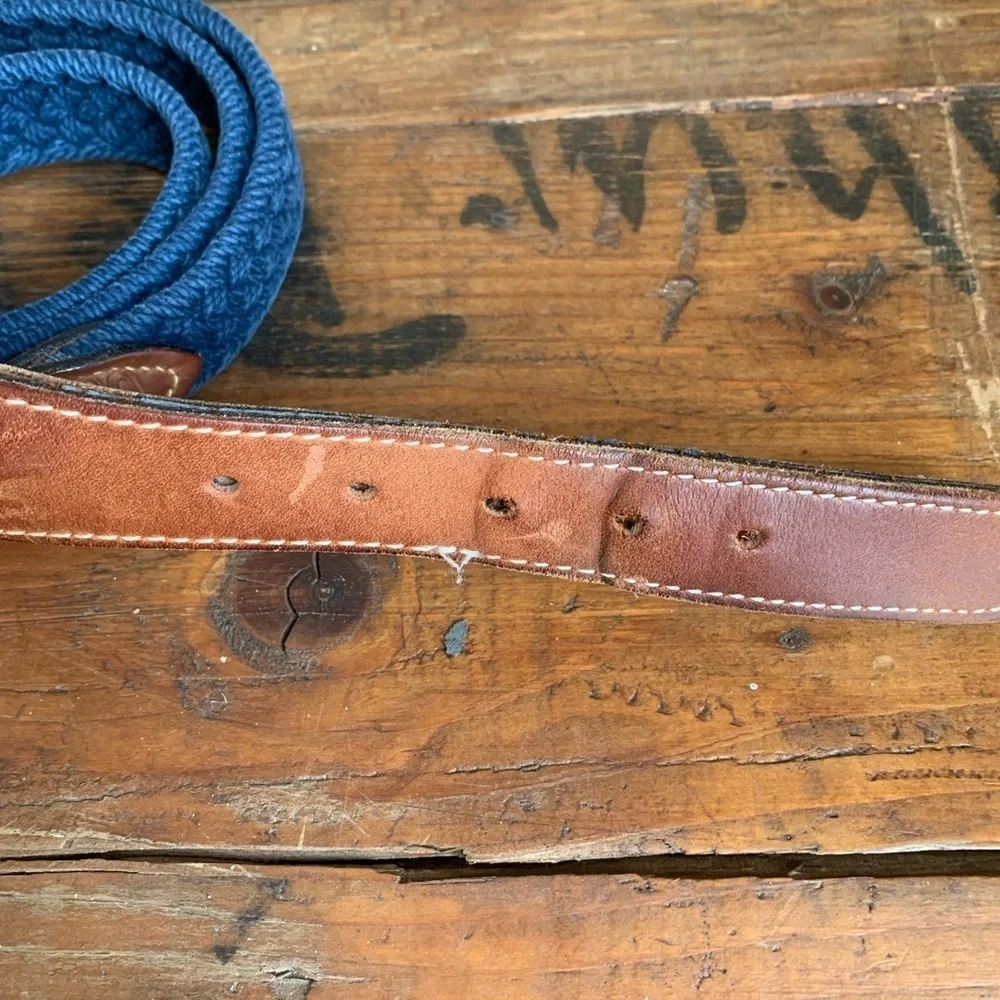 Zep Pro Belt Mens 44 Leather Navy woven  made in the usa dad belt